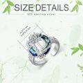 TOUPOP Sterling Silver Blue Crystal Adjustable Initial Ring For Women-0-2