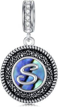wholesale 925 Sterling Silver Abalone Shell Alphabet Charms A Z for Jewelry-S
