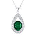 wholesale 925 Sterling Silver 11 8mm Oval Birthstone Crystal Teardrop Pendant Necklace-0-0