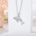 wholesale 925 Sterling Silver Lab-Grown Cubic Zirconia Dolphin Pendant Necklace for Women-0-3
