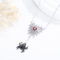 wholesale 925 Sterling Silver Red Heart Spider Web Pendant Necklaces Gothic Punk Style Gifts for Her-0-3