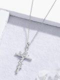 wholesale 925 Sterling Silver Rose Butterfly Cross Pendant Necklace for Women-0-2