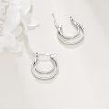 wholesale 925 Sterling Silver Round Double Hoop Earrings Minimalist Layered Circles Holiday Gift for Her-0-3