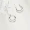 wholesale 925 Sterling Silver Round Double Hoop Earrings Wholesale Minimalist Layered Circles Holiday Gift for Her-0-3