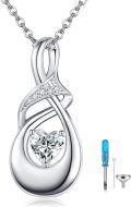 wholesale 925 Sterling Silver Heart-Shaped Crystal Pendant Memorial Keepsake Jewelry with Funnel and Spatula Set for Ashes Storage (Women's)-0-0