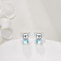 wholesale 925 Sterling Silver Moonstone Koala Bear Stud Earrings-0-3