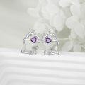 wholesale 925 Sterling Silver Scottish Thistle Stud Earrings for Women Purple Flower Jewelry-0-4