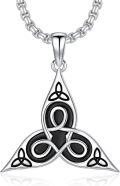 wholesale 925 Sterling Silver Celtic Knot Triangle Triskelion Pendant Necklace  Norse Viking s for Women Men-0-0