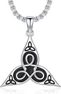 wholesale 925 Sterling Silver Celtic Knot Triangle Triskelion Pendant Necklace  Norse Viking s for Women Men-03- Celtic Knot