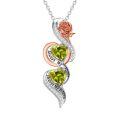 TOUPOP 925 Sterling Silver Peridot Rose Flower August Birthstone Necklace-0-0