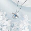 wholesale 925 Sterling Silver Blue Crystal Butterfly & Celtic Heart Pendant Necklace for Women-0-3