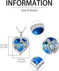 wholesale TOUPOP Sterling Silver Turtle Necklace With Abalone Shell Heart Crystal Sea Turtle Pendant Birthday Gift For Women -0-4