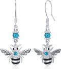 wholesale 925 Sterling Silver Turquoise Bee Drop Earrings for Women Girls-0-0
