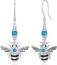 wholesale 925 Sterling Silver Turquoise Bee Drop Earrings for Women Girls-Bee