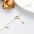 wholesale 14K Gold Sun & Moon Charm Ankle Anklet - Solid Gold Foot s for Women-0-5