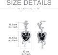 wholesale 925 Sterling Silver Heart-Shaped Nail & Chain Drop Earrings w/Black Onyx and Red Agate - Gothic Style Gift for Her-0-2