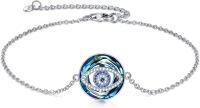wholesale 925 Sterling Silver Evil Eye Blue Swarovski Crystals Ankle Anklet for Women - Adjustable Foot Jewelry-Evil Eye Crystal Anklet
