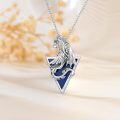 wholesale 925 Sterling Silver Blue Stone Triangular Celtic Dragon Pendant Necklaces for Women Men s-0-4