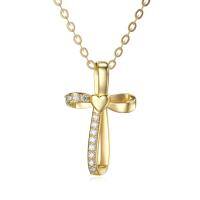 wholesale 14K Gold Heart-Shaped Diamond Cross Pendant Necklace for Women Girls Faith s 17-39 Inches Adjustable Chain Length-style 1-heart cross with diamonds