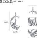 wholesale 925 Sterling Silver Cat on the Moon Leverback Dangle Drop Hoop Earrings for Women-0-3