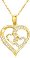 wholesale 14K Gold Double Heart CZ Pendant Necklace for Women-0-0