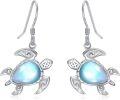 wholesale 925 Sterling Silver Moonstone Sea Turtle Dangle Earrings-0-0