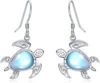 wholesale 925 Sterling Silver Moonstone Sea Turtle Dangle Earrings-B-Moonstone Sea Turtle