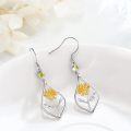 wholesale S925 Sterling Silver & 5A Cubic Zirconia November Birth Flower Chrysanthemum Drop Earrings, Hypoallergenic, Gold/White Gold Plated, Lightweight Dangle Jewelry Gift for Women-0-2