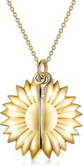 wholesale Sterling Silver Sunflower Locket Necklace with Engraved You Are My Sunshine Pendant-0-4
