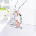 wholesale 925 Sterling Silver Double Heart with Figures and Cubic Zirconia Pendant Necklace  for Women Sisters Moms Friends-0-4
