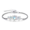 wholesale 925 Sterling Silver Moonstone Flower Charm Bracelet with Blue Topaz and Celtic Knot Design-0-0