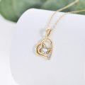 wholesale 14K Gold Double Heart Pendant with 0.55 ct Moissanite Necklaces for Women-0-2