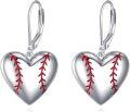 wholesale 925 Sterling Silver Heart Baseball Soccer Dangle Drop Sports Themed Earrings Gifts for Women-0-0