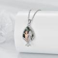 wholesale 925 Sterling Silver Green Moss Agate Mermaid Pendant Necklace Sisiter Gifts for Women-0-4