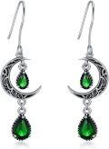 wholesale Sterling Silver Moon Earrings w Emerald Amethyst Ruby Sapphire Pink Peridot Aquamarine Citrine Black Rainbow Topaz Celtic Dangle Drops-0-65