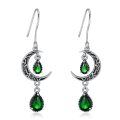 wholesale 925 Sterling Silver Crescent Moon Drop Earrings with Garnet and Red Crystal Accents-0-65