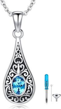 wholesale Sterling Silver Teardrop Urn Necklace for Ashes Men Women-04-12-Teardrop-December-04-12-Teardrop-December-04-12-Teardrop-December+Text-04-12-Teardrop-December+Text