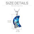 TOUPOP Sterling Silver Crystal Opal Howling Wolf Pendant Necklace-0-4