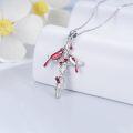 wholesale 925 Sterling Silver Cross with Red Cardinals and Berries Pendant Necklace for Women - Christmas s-0-1