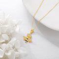 wholesale 14K Gold Queen Bee Pendant Necklace with Crystal Crown and Honeycomb Design for Women's s-0-3
