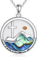 wholesale 925 Sterling Silver Abalone Shell Your Faith Can Move Mountains Cross Pendant Necklace for Women and Moms-0-0
