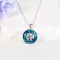 wholesale 925 Sterling Silver Blue Crystal Astronaut & Cat Mommy and Me Pendant Necklace-0-2