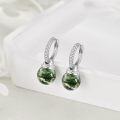 wholesale 925 Sterling Silver Green Moss Agate Filigree Ball Huggie Hoop Earrings for Women Gift Ideas-0-2