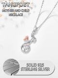 wholesale 925 Sterling Silver Heart-Shaped Pendant with Rose Gold and Cubic Zirconia for Mother-Daughter Set - 18+2 Chain-0-2