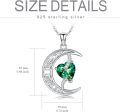 wholesale TOUPOP Emerald May Birthstone Necklace 925 Sterling Silver Moon And Star Pendant Necklace Celtic Moon Emerald Jewelry Anniversary Birthday Christmas Gifts For Women Wife Mom Her -0-5