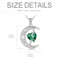 TOUPOP Sterling Silver Emerald Moon Star Pendant Necklace-0-5