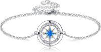 wholesale 925 Sterling Silver Compass Starfish Charm Bracelet - Mother's Day Gift for Her-Compass