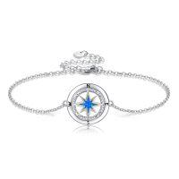 wholesale 925 Sterling Silver Compass Starfish Charm Bracelet - Mother's Day Gift for Her-Compass
