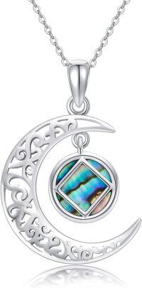 wholesale 925 Sterling Silver Abalone Shell Crescent Moon Pendant Necklace Holiday Gift for Her-Sobriety Gift-NA