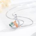 wholesale 925 Sterling Silver Moon & Cat Charm Necklace - Green Stone Pendant  for Her-0-4